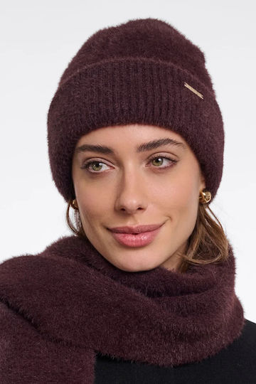 Unisex Beanie Strickmütze in Burgundischer Farbe