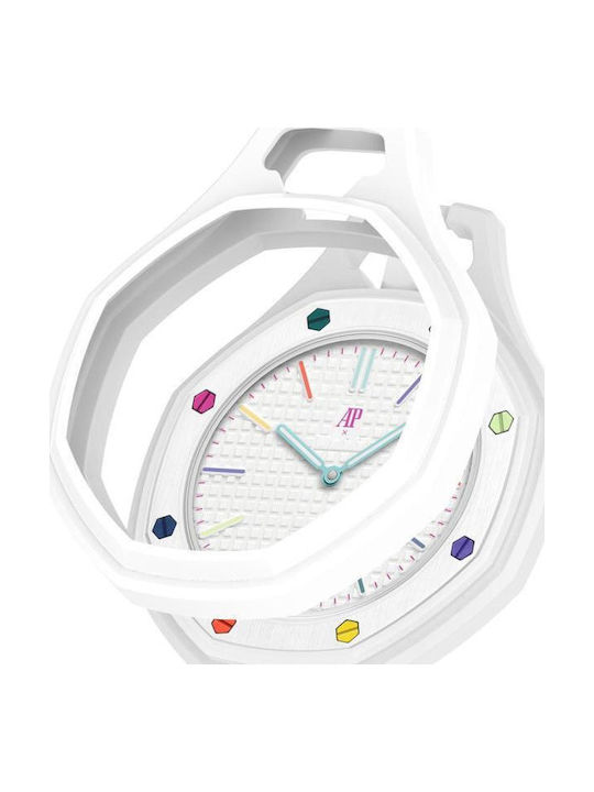Калъф за джобен часовник от силикон с пълно покритие Swatch Royal Pop Xdfind Бял