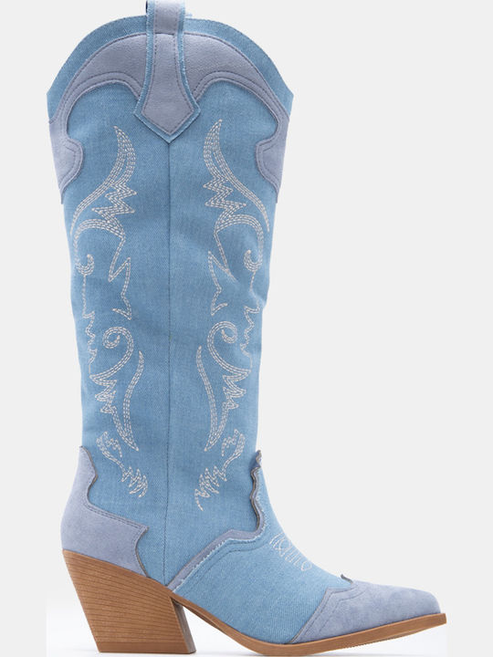 Women's Boots Cowboy with Medium Heel Blue
