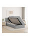 Wall Bed King Size Upholstered with Velvet Light Grey with Slats and Mattress 200x200cm