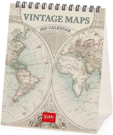 Legami Milano Vintage Maps Tägliches Schreibtisch Kalender 2027 12x14,5cm