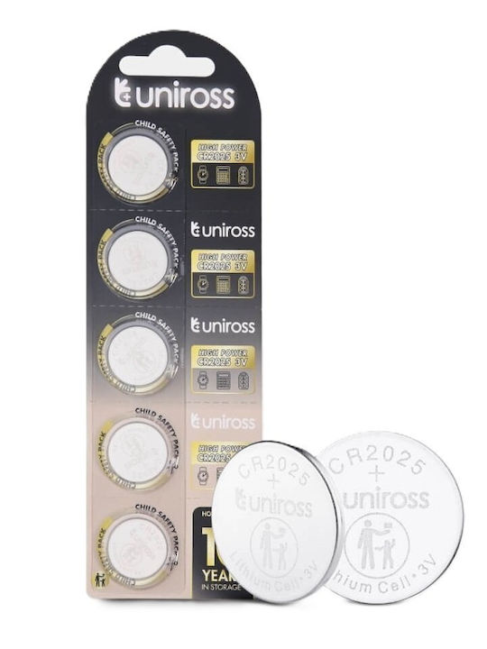 Uniross Lithium-Button Zelle Cr2025hp Hochleistungs-5er Pack