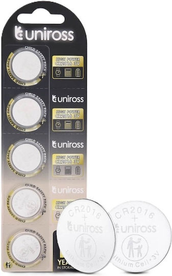 Uniross Celulă Buton Litiu Cr2016hp Putere Mare Pachet 5