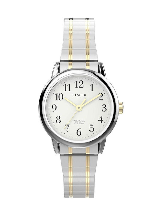 Timex Easy Reader Дамски Ръчен Часовник 25mm Кварцов със Сребриста Метална Верижка