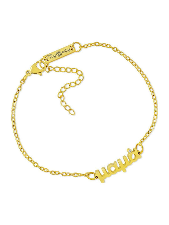 Bijou Box Damenarmband mit Mutti-Design aus vergoldetem Stahl mit Zirkon