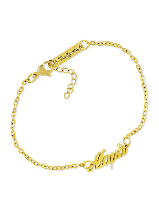 Bijou Box Damenträgerarmband mit Mutti-Design aus vergoldetem Stahl mit Zirkon