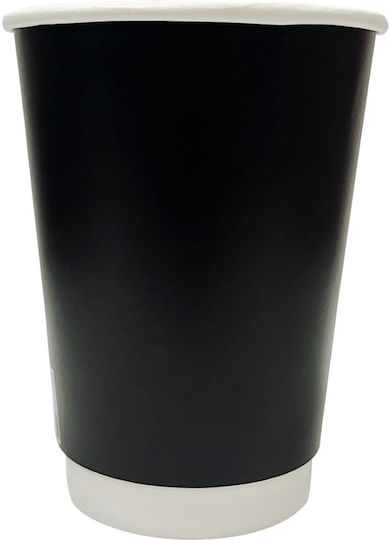 Хартия Еднократна Чаша Черна Двойна Стена 12oz 25бр 6-70934
