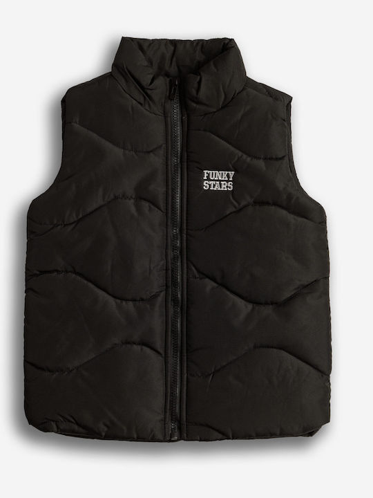 Funky Kids Casual Sleeveless Short Black Jacket