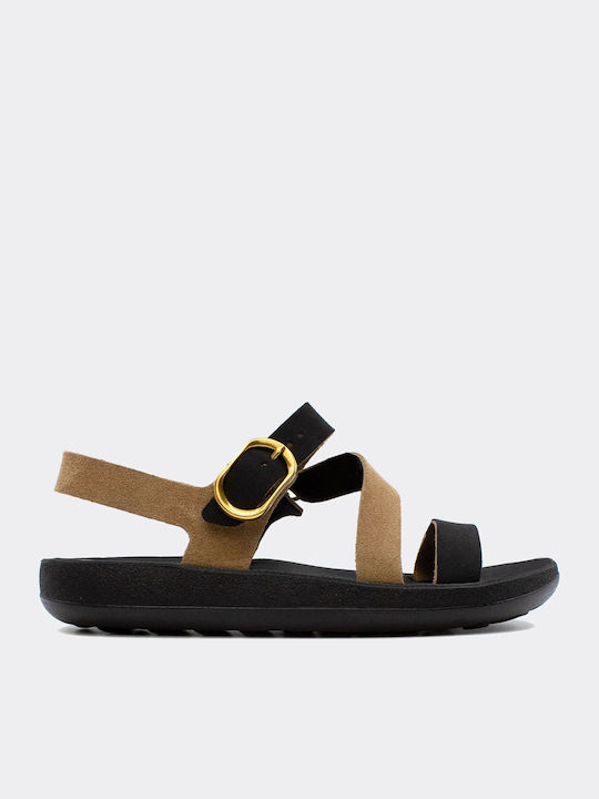 Fantasy Sandals Leder Flache Damen Sandalen Sch...