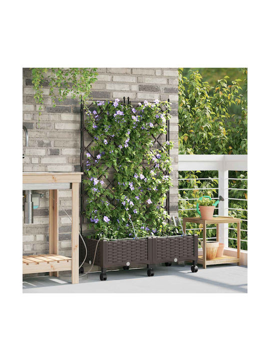 vidaXL Set of 2 Brown Plastic Flower Pots