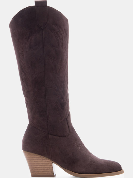 Luigi Suede Women's Boots Cowboy with Mid Heel ...