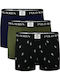 Herren Boxershorts Schwarz|Olive|Blau 3er Pack