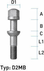 Болт За Колело M12x1,5 Изпъкнал Mercedes Ключ 17 Лъч 12 Дължина 40mm Анодизиран 1 Брой M1215ku45d