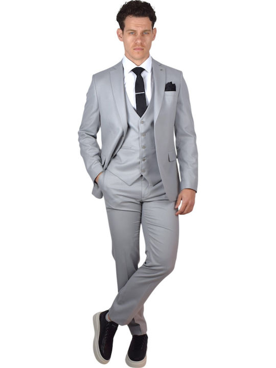 Men's Suit with Vest Grey Light