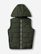 Kids’ Casual Short Sleeveless Hooded Jacket Khaki