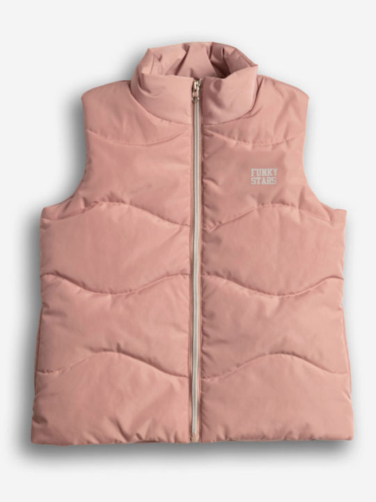 Kids Casual Sleeveless Short Pink Jacket