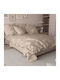 Charalambidis Textiles Βαμβάκι Σεντόνι King Size με Λάστιχο 180x200+30εκ. Μπεζ