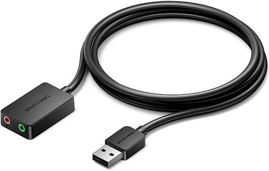 Vention Audio Converter Usb-a To 2×3.5mm 1.0m Cable Cdybf