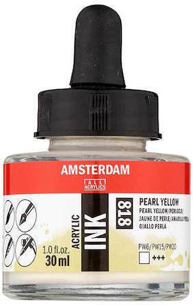 Акрилно Мастило Amsterdam Acrylic Ink 30ml 818 Перлено Жълто