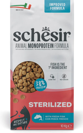 Schesir Dry Cat Food Grain-Free for Cats with Sensitive Gastrointestinal System with Fish 10kg