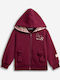 Kids Sweatshirt Cardigan With Hood And Pockets Burgundy