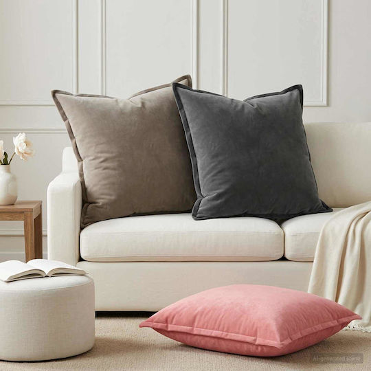 vidaXL Μαξιλάρι Καναπέ Houten από Βελούδο Ροζ 70x70εκ.