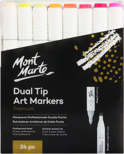 Mont Marte Markere De Desen Cu Alcool Subțiri Profesionale Set 12 Culori