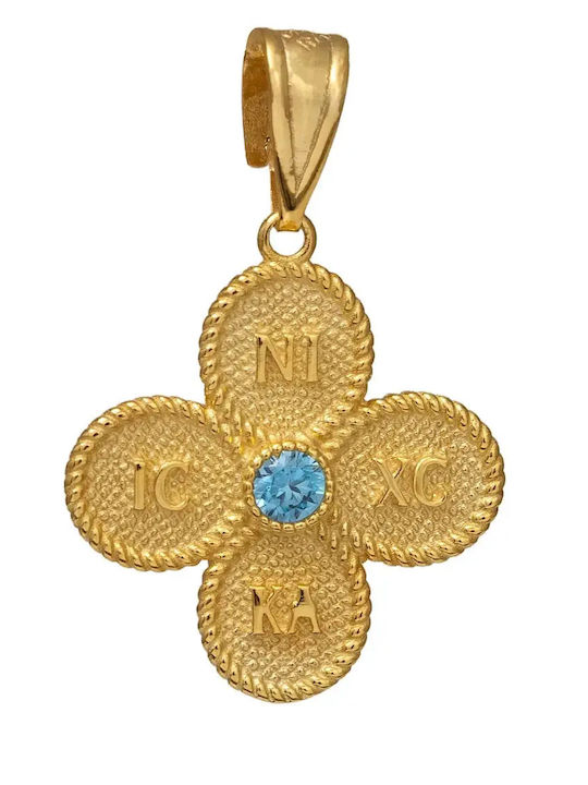 Charm Talisman Constantine with Stones in 9 K Gold with Turquoise Zircon Charm Talisman Constantine with Stones in 9 K Gold with Turquoise Zircon