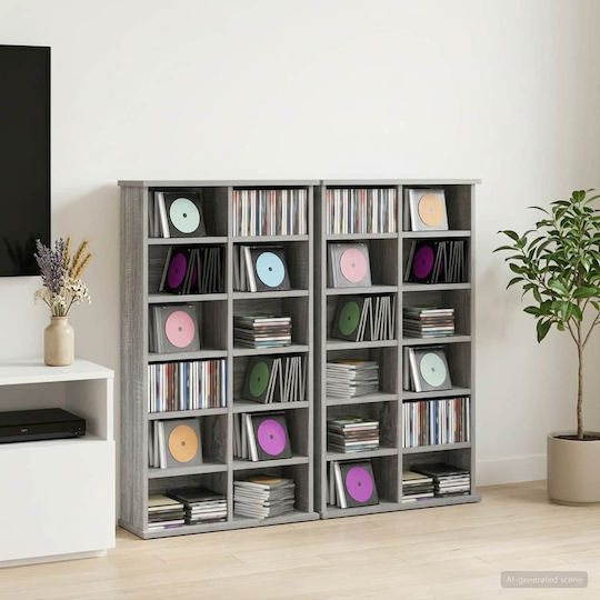 vidaXL Шкаф за CD 2 Бр Сив Sonoma 60x17x92cm