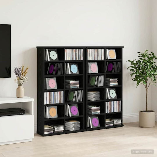vidaXL Tisch- / Boden-CD-Hülle 2 Stück Schwarz Eiche 60x17x92cm