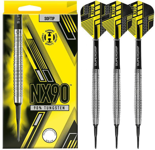 Harrows Nx-90 90% Софттип Дартс Черни Жълти Сиви Сребристи