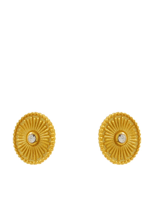 Bizoutaki Stud Earrings Gold Plated Silver with Stones