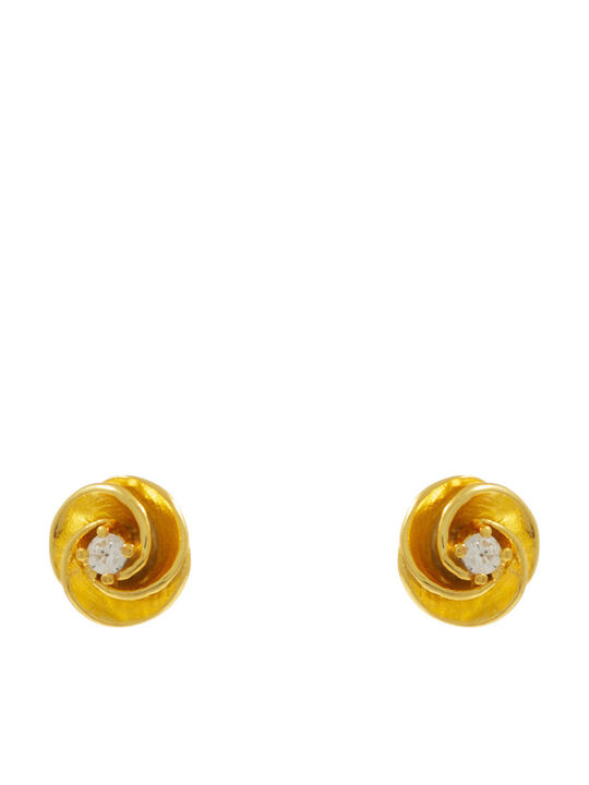 Bizoutaki Gold Plated Silver Stud Earrings with Stones