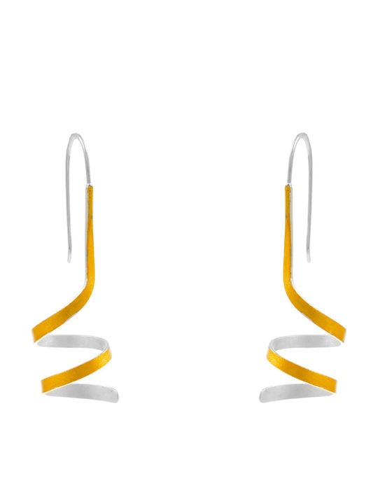 Bizoutaki Silver Gold Plated Dangle Earrings