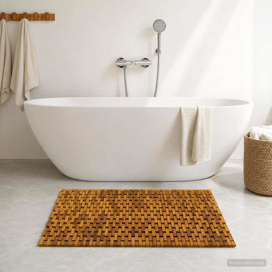 vidaXL Non-Slip Wooden Bath Mat 42024970 Natural 85x120cm