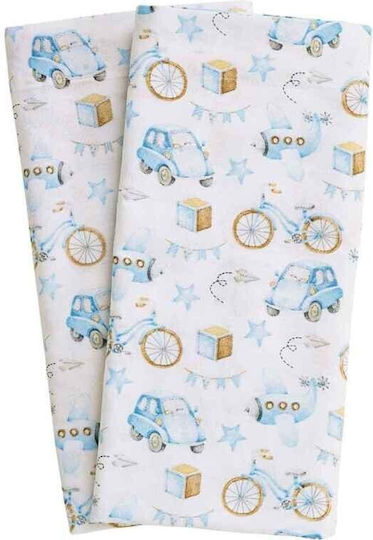 Das Home Set Детски чаршафи за Количка Памучни Fun 4918 Светлосини 130x170см 3бр
