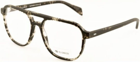 El Greco 9133 C4 Men's Acetate Square Prescription Eyeglass Frames Black