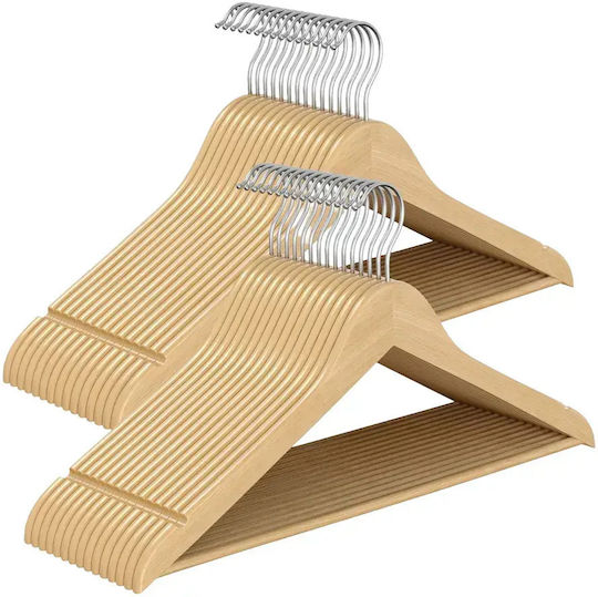 Songmics Clothes Hanger for Pants Wooden Yellow 30 Pieces