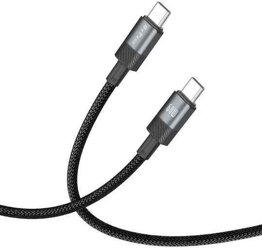DeTech Cablu USB-C Masculin - USB-C 60W PD Negru 1m 40551