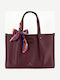Leather Women's Tote Bag Burgundy