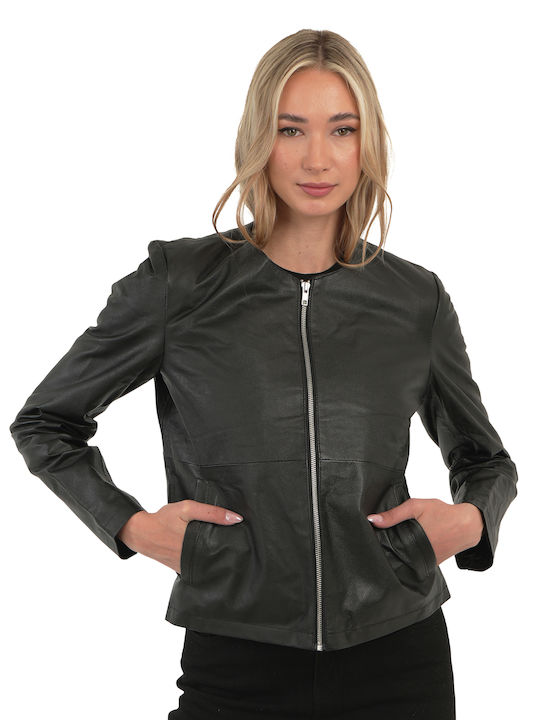 Women's Leather Jacket for Winter Black