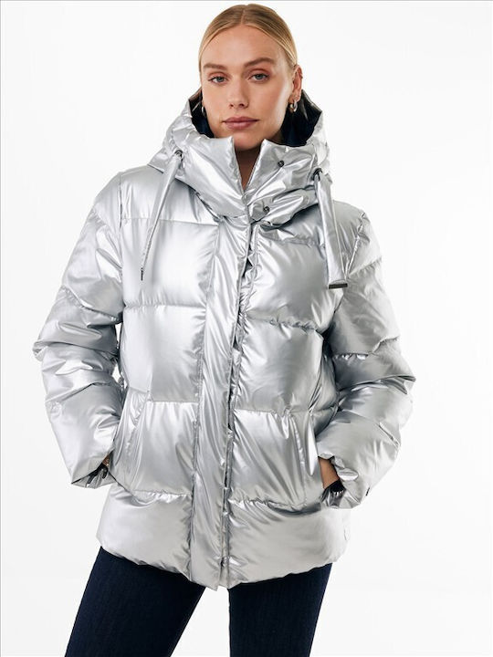 Mexx Damen Puffer Jacken für Winter Silber