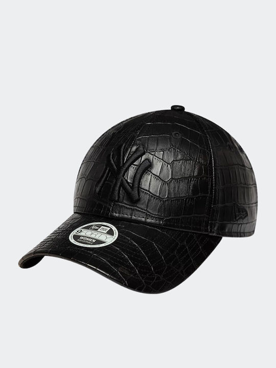 New Era New York Yankees MLB Pattern PU Black 9FORTY Adjustable Cap Women's Hat Black