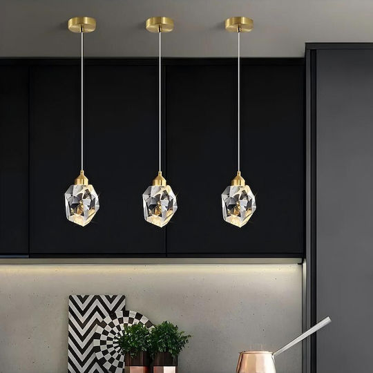 Verstellbare Deckenleuchte Gold LED mit Warmweißem Licht mit Kristallen PA-121-GOLD