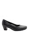Leder Pumps mit Mittelhohem Absatz Schwarz