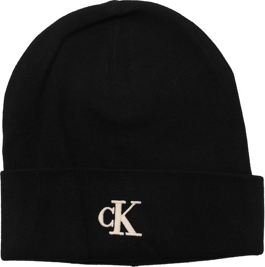 Unisex Beanie Mütze mit Rib Strick in Schwarz