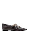 Leather Women's Pointed Toe Animal Print Ballerina Shoes with Brown Strap / Buckle
