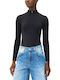 Access Damen-Bodysuit Mit Rollkragen Langarm Damen-Bodysuit Frauen Schwarz