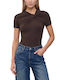 Access Fashion Stretch Kurzarm Damen-Bodysuit Damen-Bodysuits Braun