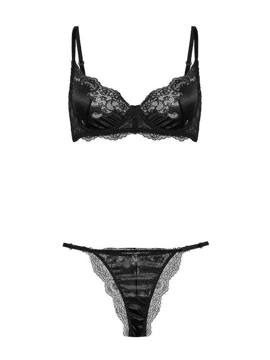 Celestino Damenunterwäsche-Set Mit Spitze Schwarz
